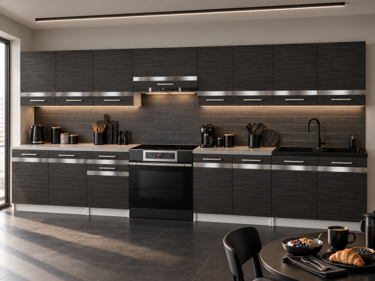 Meble kuchenne Prestige 320 cm heban królewski z blatem Producent TOR P Vincent/0/WT/HK/0/C1/SL