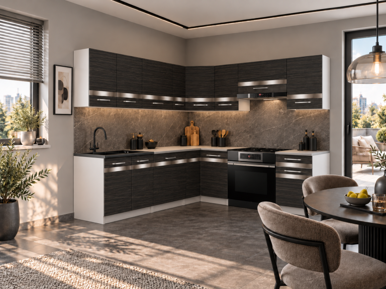 Meubles de cuisine Prestige 420 cm ébène royale sans plan de travail Fabricant TOR P Gustav/0/WT/HK/BB/C1/SL
