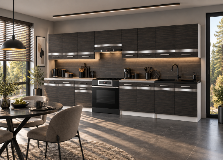 Meubles de cuisine Prestige 260 cm ébène royale avec plan de travail Fabricant TOR P Frida/0/WT/HK/0/C1/SL