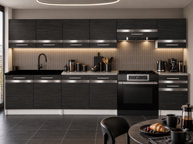 Meubles de cuisine Prestige 260 cm ébène royale avec plan de travail Fabricant TOR P Frida/0/WT/HK/0/C1/SL