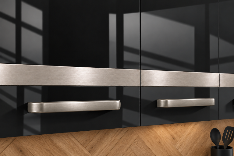 Meble kuchenne Prestige 320 cm czarny połysk z blatem Producent INF P Vincent/0/WT/B/0/C1/SL