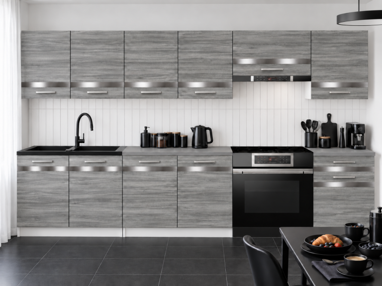 Meubles de cuisine Prestige 260 cm glamour wood avec plan de travail Fabricant TOR P Frida/0/WT/GW1/0/C1/SL