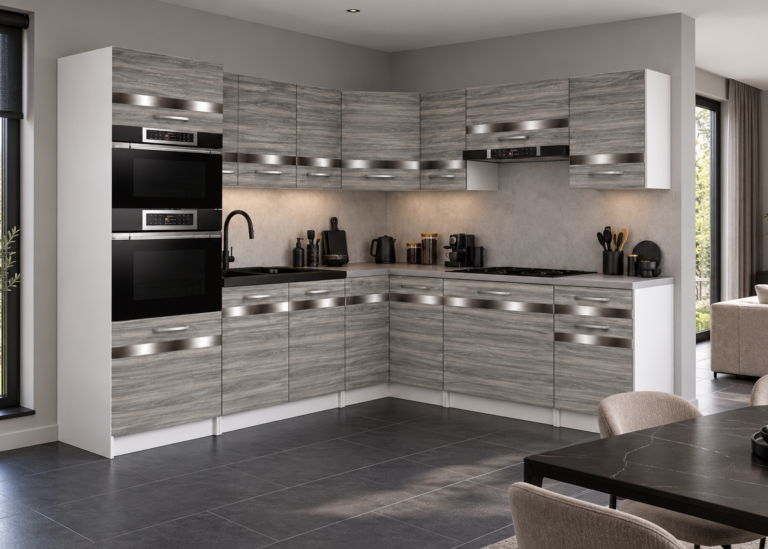 Meble kuchenne Prestige 420 cm glamour wood z blatem Producent TOR P Diego/0/WT/GW1/0/C1/SL