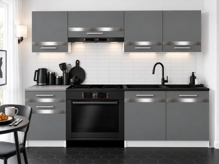 Meubles de cuisine Prestige 180 cm gris mat avec plan de travail Fabricant TOR P Leonardo/0/WT/SR/0/C1/SL