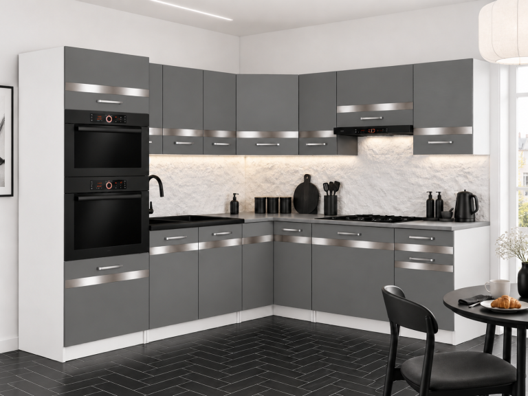 Meubles de cuisine Prestige 420 cm gris mat avec plan de travail Fabricant TOR P Diego/0/WT/SR/0/C1/SL
