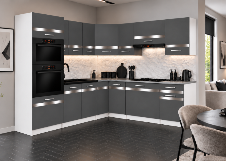 Meubles de cuisine Prestige 420 cm gris mat avec plan de travail Fabricant TOR P Diego/0/WT/SR/0/C1/SL