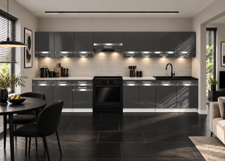 Meubles de cuisine Prestige 320 cm gris brillant avec plan de travail Fabricant INF P Vincent/0/WT/S/0/C1/SL