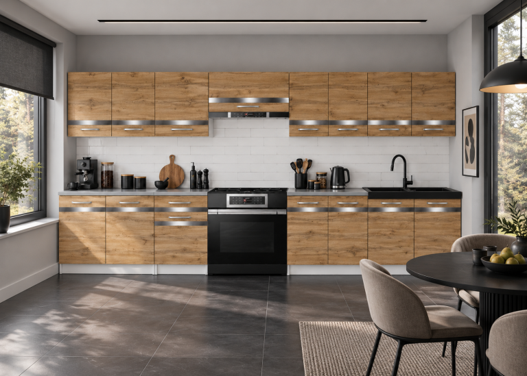 Meubles de cuisine Prestige 320 cm chêne wotan avec plan de travail Fabricant TOR P Vincent/0/WT/DW/0/C1/SL