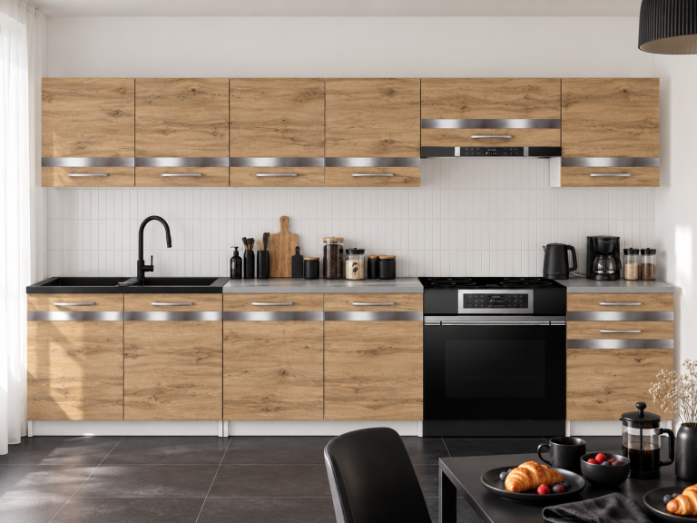 Meubles de cuisine Prestige 260 cm chêne wotan sans plan de travail Fabricant TOR P Frida/0/WT/DW/BB/C1/SL