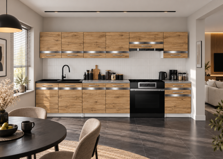 Meubles de cuisine Prestige 260 cm chêne wotan sans plan de travail Fabricant TOR P Frida/0/WT/DW/BB/C1/SL
