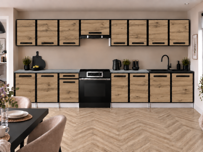 Meubles de cuisine Prestige 320 cm chêne wotan avec plan de travail Fabricant TOR L Vincent/0/WT/DW/0/A1