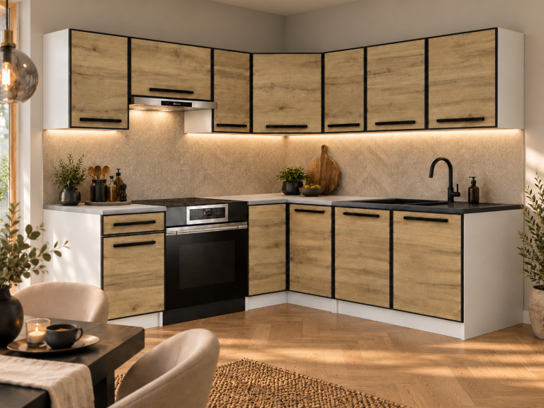 Meubles de cuisine Linea 360 cm chêne wotan avec plan de travail Fabricant TOR L Pablo/0/WT/DW/0/A1