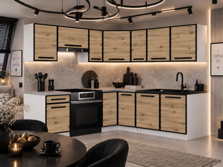 Meubles de cuisine Linea 360 cm chêne wotan avec plan de travail Fabricant TOR L Pablo/0/WT/DW/0/A1