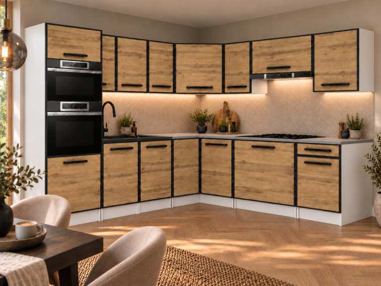 Meubles de cuisine Linea 420 cm chêne wotan avec plan de travail Fabricant TOR L Diego/0/WT/DW/0/A1