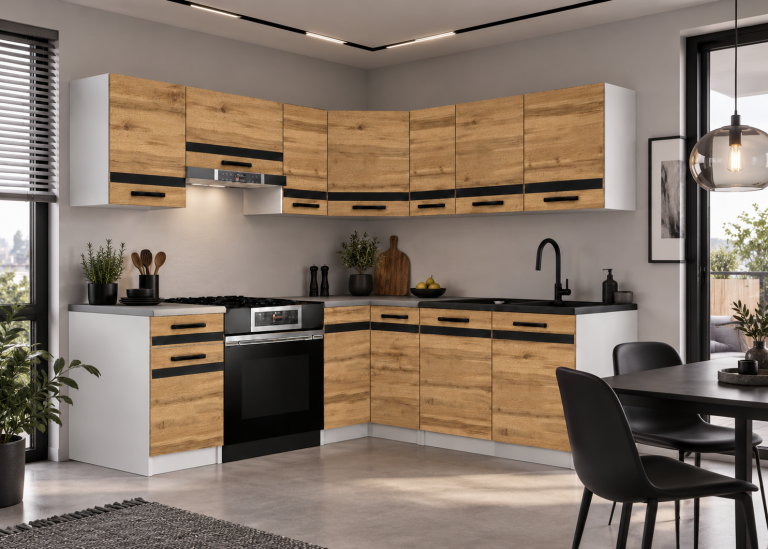 Meubles de cuisine Prestige 360 cm chêne wotan sans plan de travail Fabricant TOR P Pablo/0/WT/DW/BB/A1/CM