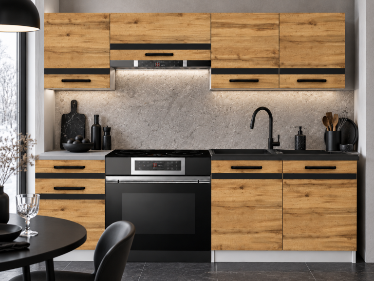 Meubles de cuisine Prestige 180 cm chêne wotan sans plan de travail Fabricant TOR P Leonardo/0/WT/DW/BB/A1/CM