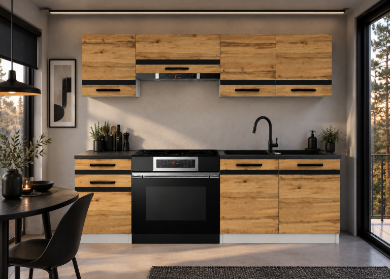 Meubles de cuisine Prestige 180 cm chêne wotan sans plan de travail Fabricant TOR P Leonardo/0/WT/DW/BB/A1/CM