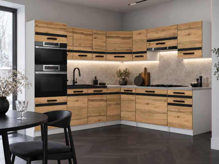 Meubles de cuisine Prestige 420 cm chêne wotan avec plan de travail Fabricant TOR P Diego/0/WT/DW/0/A1/CM