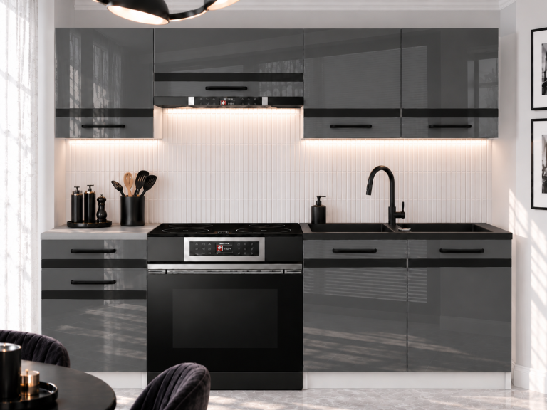 Meubles de cuisine Prestige 180 cm gris brillant avec plan de travail Fabricant INF P Leonardo/0/WT/S/0/A1/CM