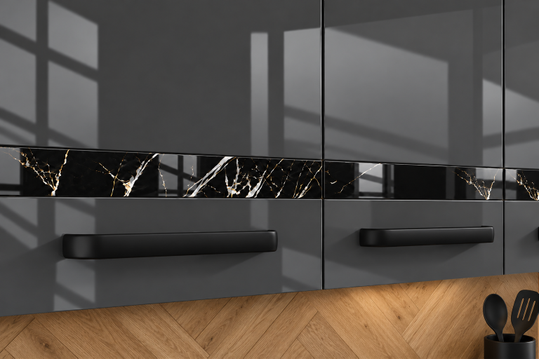Meubles de cuisine Prestige 260 cm gris brillant avec plan de travail Fabricant INF P Frida/0/WT/S/0/A1/CS